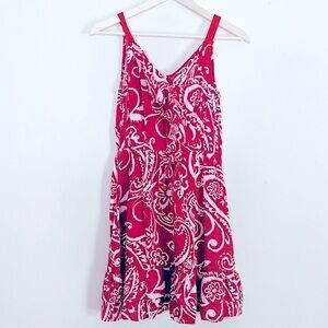 FLYING TOMATO Style Dress ELLE Top Tunic Boho Floral Red White Rayon Size Medium